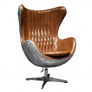 Silberner Chill Sessel Flugzeug Alu Lederstyle braun