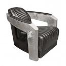 Lounge Armlehnen Sessel Flugzeug Alu Lederstyle schwarz