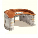 Design Schreibtisch Flugzeug Aluminium Lederstyle braun