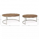Metall Couchtisch Set rund grobe Altholz Platte 90 cm