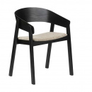 Holzsessel Esche gepolstert Armlehnen Holz Stuhl Schwarz