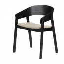 Holzsessel Esche gepolstert Armlehnen Holz Stuhl Schwarz