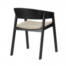 Holzsessel Esche gepolstert Armlehnen Holz Stuhl Schwarz