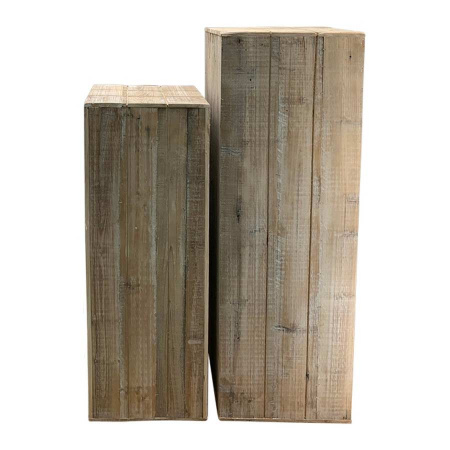 Säulen Holz 2er Set natur Vintage weiss Podeste