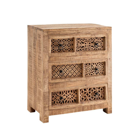 Holz Kommode Mandy 3 Schubladen mit Schnitzereien 82 cm