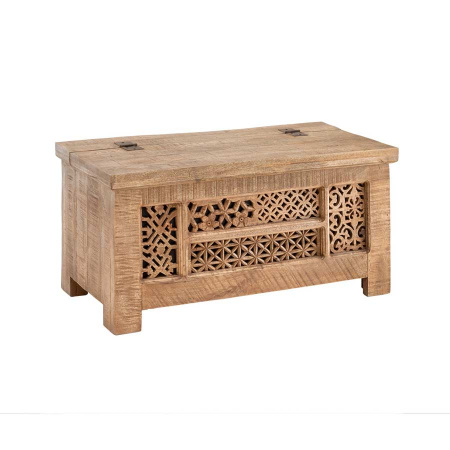 Holz Truhe mit Schnitzereien und Klappdeckel 90 cm