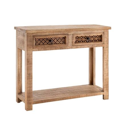 Carving Konsole 2 Schubladen mit Holz Schnitzereien 100 cm