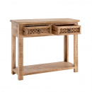 Carving Konsole 2 Schubladen mit Holz Schnitzereien 100 cm