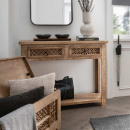 Carving Konsole 2 Schubladen mit Holz Schnitzereien 100 cm