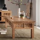 Carving Couchtisch Mandy mit Holz Schnitzereien 120x60 cm