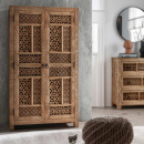 Holz Schrank mit Schnitzereien Highboard Carving Holztüren 135 cm