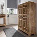 Holz Schrank mit Schnitzereien Highboard Carving Holztüren 135 cm