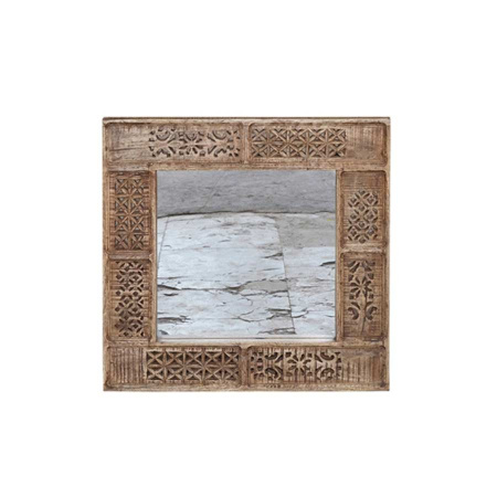 Carving Mango Holz Wandspiegel Mandy 75x75 cm