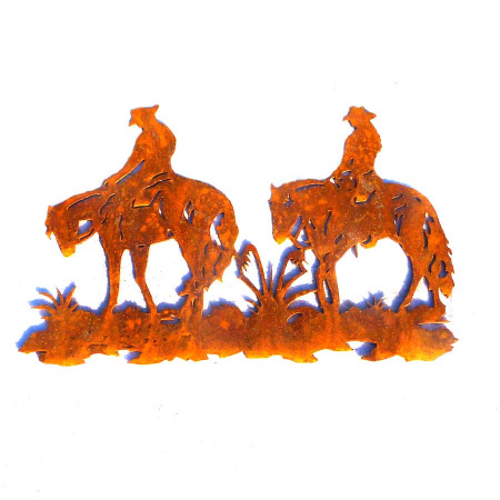 Pferd Prärie Reiter Reiterin Cowboy Cowgirl Metall gross 70 cm