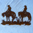 Pferd Prärie Reiter Reiterin Cowboy Cowgirl Metall gross 70 cm