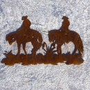 Pferd Prärie Reiter Reiterin Cowboy Cowgirl Metall gross 70 cm