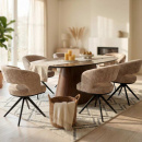 Federkern Stuhl Aven gepolstert skulpturales Design Cream