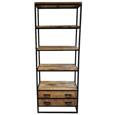 Industrial Regal Grovy 4 Ablagen 2 Schubladen Metallgestell 180 cm