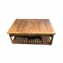 Altholz Couchtisch verzierter Rahmen Landhausstil Beine gerundet 140 cm