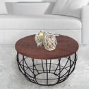 Couchtisch rund Altholz dunkelbraun Metallgestell...