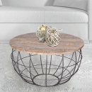 Couchtisch rund Altholz White Wash Metallgestell...