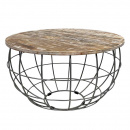 Couchtisch rund Altholz White Wash Metallgestell...