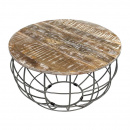 Couchtisch rund Altholz White Wash Metallgestell...