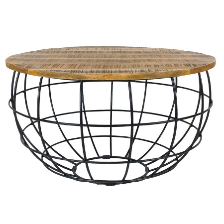 Couchtisch rund Altholz naturell Metallgestell mattschwarz 75 cm