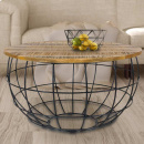 Couchtisch rund Altholz naturell Metallgestell mattschwarz 75 cm