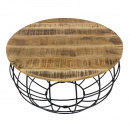 Couchtisch rund Altholz naturell Metallgestell mattschwarz 75 cm