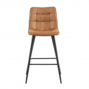 Barstuhl Lucy gesteppter Bezug Cognac schlanke Metallbeine