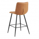 Barstuhl Lucy gesteppter Bezug Cognac schlanke Metallbeine