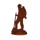 Berg Wanderer auf Fels mit Stock und Rucksack Metall Deko