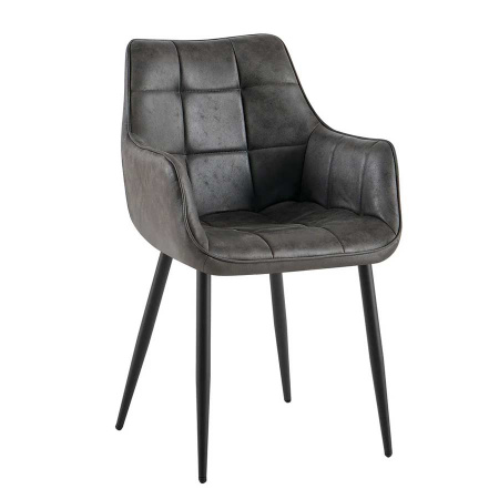 Esszimmerstuhl Lucy Armlehne Bezug Anthrazit Stahlbeine beschichtet