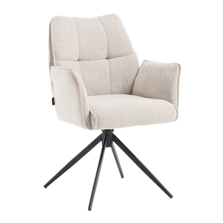 Armlehnstuhl Esszimmer Samo Metallgestell drehbar Bezug Beige