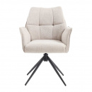 Armlehnstuhl Esszimmer Samo Metallgestell drehbar Bezug Beige