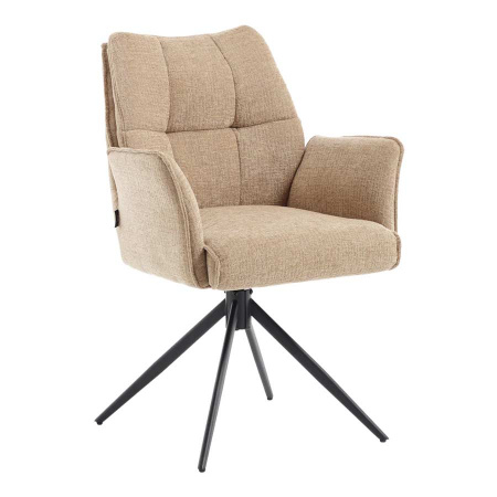 Armlehnstuhl Esszimmer Samo Metallgestell drehbar Bezug Lichtbraun