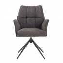 Armlehnstuhl Esszimmer Samo Metallgestell drehbar Bezug Dunkelgrau