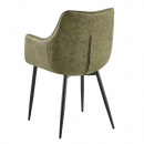 Esszimmerstuhl Lucy Armlehne Bezug Grün Stahlbeine beschichtet
