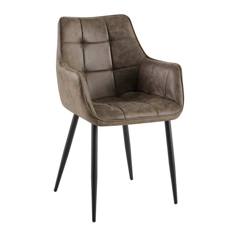 Esszimmerstuhl Lucy Armlehne Bezug Lichtbraun Stahlbeine beschichtet