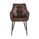 Esszimmerstuhl Lucy Armlehne Bezug Dunkelbraun Stahlbeine...