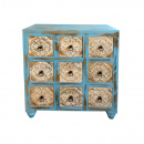 Altholz Carving Kommode blau 9 Schubladen Shabby Chic