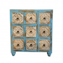 Altholz Carving Kommode blau 9 Schubladen Shabby Chic