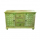 Vintage Design Holz Sideboard grün mit floralem Muster