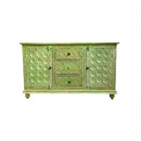 Vintage Design Holz Sideboard grün mit floralem Muster