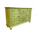 Vintage Design Holz Sideboard grün mit floralem Muster