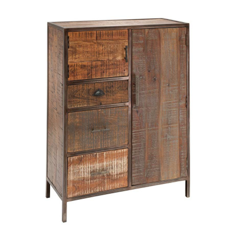 Altholz Highoard mit Metallrahmen industrial Multy II 120 cm