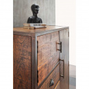 Altholz Highoard mit Metallrahmen industrial Multy II 120 cm