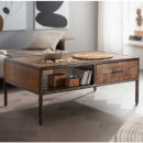 Couchtisch Altholz mit Metallrahmen Multy II Schublade beidseitig