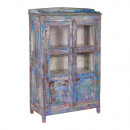 Shabby Chic Vitrine Holz recycelt mehrfarbig 2 Türen